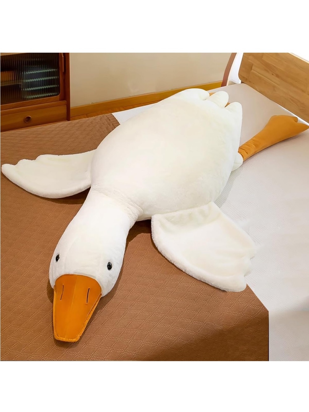 Plush White Duck Stuffed Animal with Orange Beak and Tail